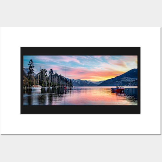 Queenstown Lakeside Sunset Wall Art by blacksands